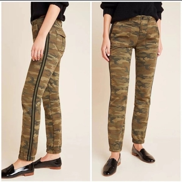 Sanctuary x Anthropologie knit camo mid-rise joggers with side stripes Size 30 - Picture 1 of 10